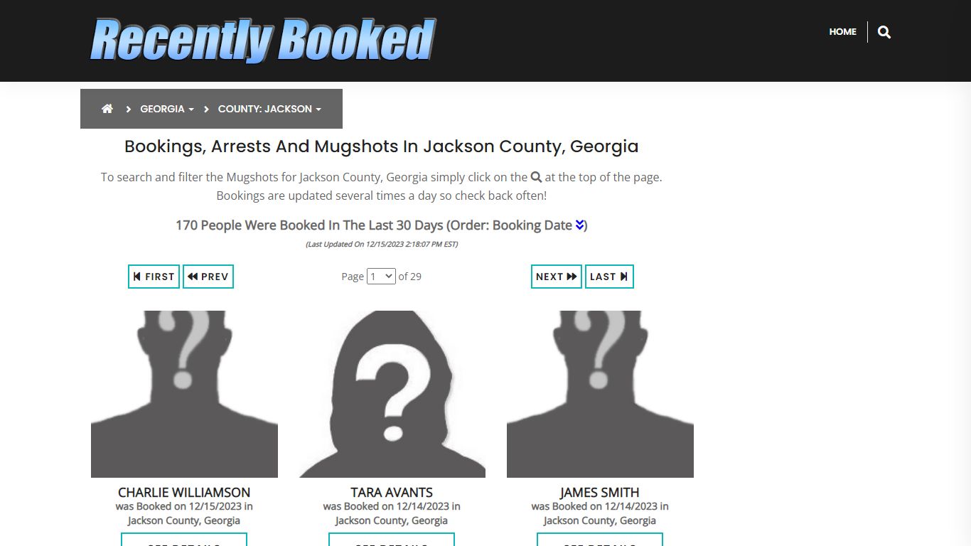 Recent bookings, Arrests, Mugshots in Jackson County, Georgia