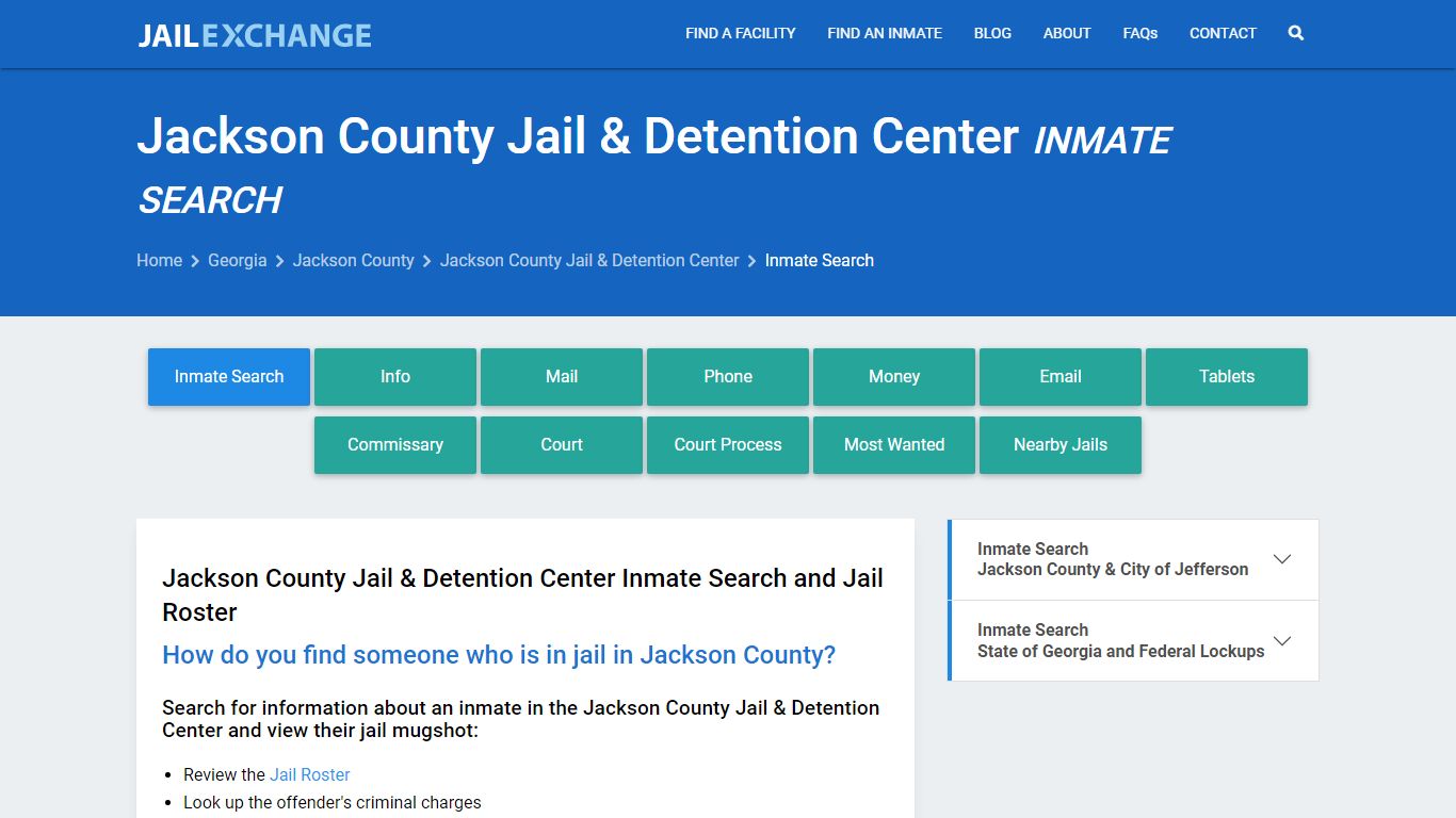 Jackson County Jail & Detention Center Inmate Search